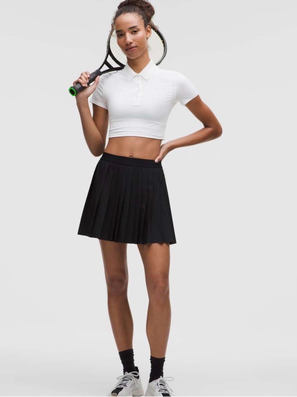 Lululemon High-Rise Pleated Tennis Skirt Long Black Size 14 W8ARAT Athletic